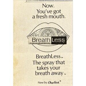 Chap Stick Breathless "New Fresh Mouth Spray" Vintage Print Ad 1970